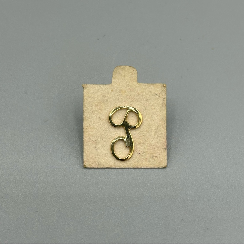 Vintage Gold Tone Letter “P” Pin | Initial Monogram Brooch Lapel Scarf